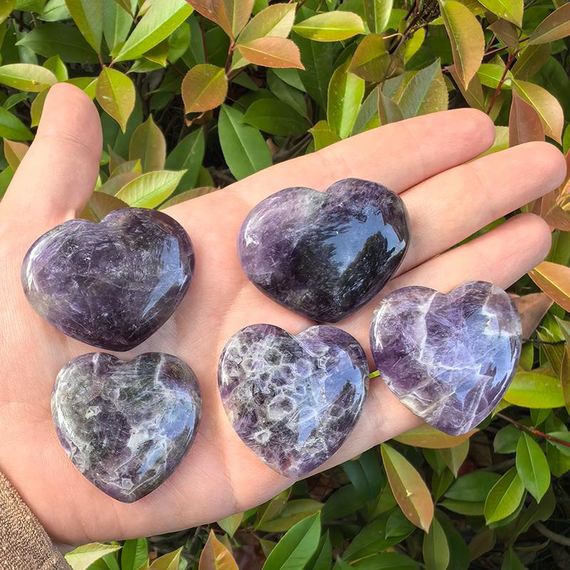5PCS Heart-Shaped Healing Crystals – 4cm Polished Natural Stones for Chakra Balancing, Meditation, Reiki, and Spiritual Gifts