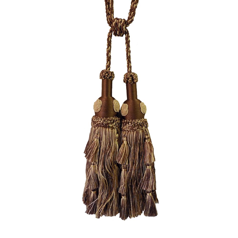 2 Pack Luxury Double Tassel Curtain Tieback, 23.62 in Total Length – Handcrafted Decorative Rope Holdback for Drapes and Home Décor E3558