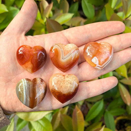 5PCS Heart-Shaped Healing Crystals – 4cm Polished Natural Stones for Chakra Balancing, Meditation, Reiki, and Spiritual Gifts