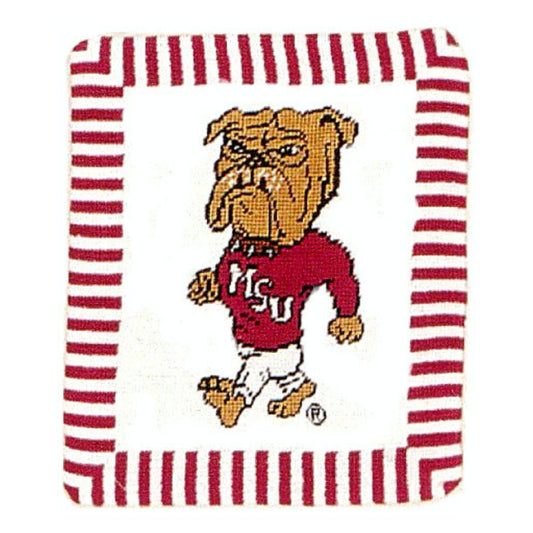 Handmade Wool Needlepoint Pillow Cover - Decorative Throw Cushion Cover - Vintage Floral Embroidery Design MSU