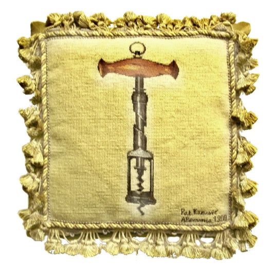 Handmade Wool Needlepoint Pillow Cover - Decorative Throw Cushion Cover - Vintage Floral Embroidery Design wine cork screwer with tassel