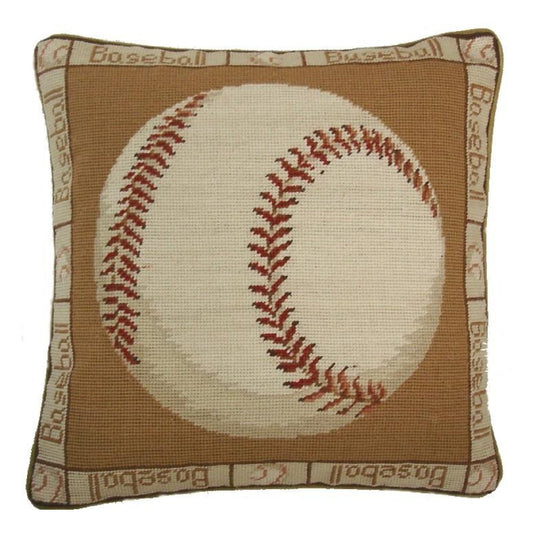 Handmade Wool Needlepoint Pillow Cover - Decorative Throw Cushion Cover - Vintage Floral Embroidery Design baseball