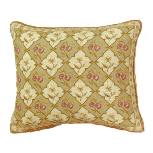 Handmade Wool Needlepoint Pillow Cover - Decorative Throw Cushion Cover - Vintage Floral Embroidery Design All  cherry