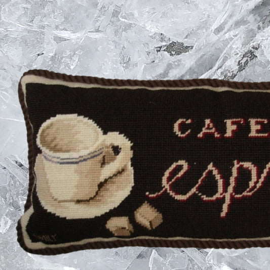 Handmade Wool Needlepoint Pillow Cover - Decorative Throw Cushion Cover - Vintage Floral Embroidery Design Emily Adams DesignSavoy Cafe with cording