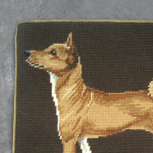 Handmade Wool Needlepoint Pillow Cover - Decorative Throw Cushion Cover - Vintage Floral Embroidery Design Janeness dog