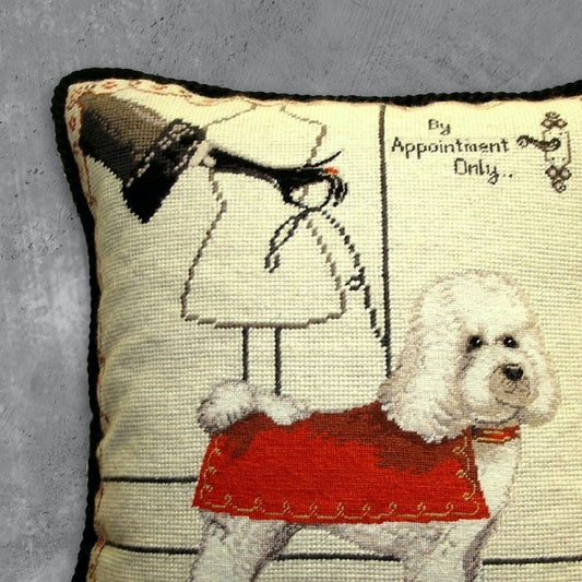 Handmade Wool Needlepoint Pillow Cover - Decorative Throw Cushion Cover - Vintage Floral Embroidery Design  with cording a