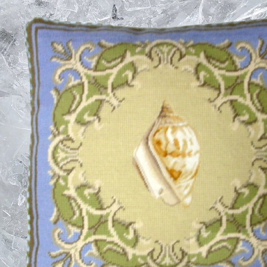 Handmade Wool Needlepoint Pillow Cover - Decorative Throw Cushion Cover - Vintage Floral Embroidery Design yellow shell with checker cording