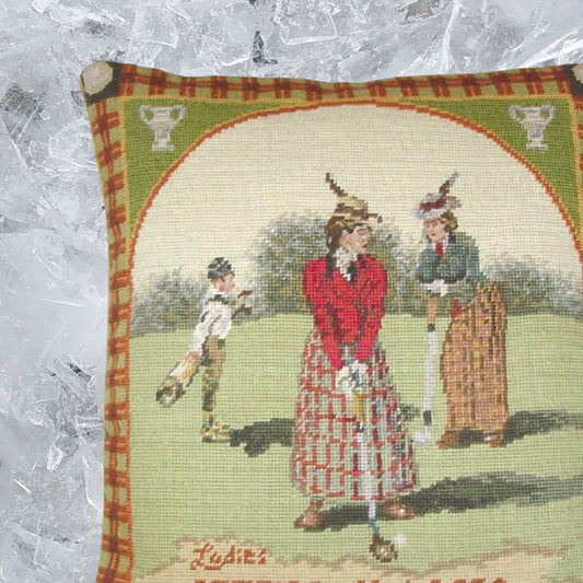Handmade Wool Needlepoint Pillow Cover - Decorative Throw Cushion Cover - Vintage Floral Embroidery Design James Wiens Spring Classic women golf