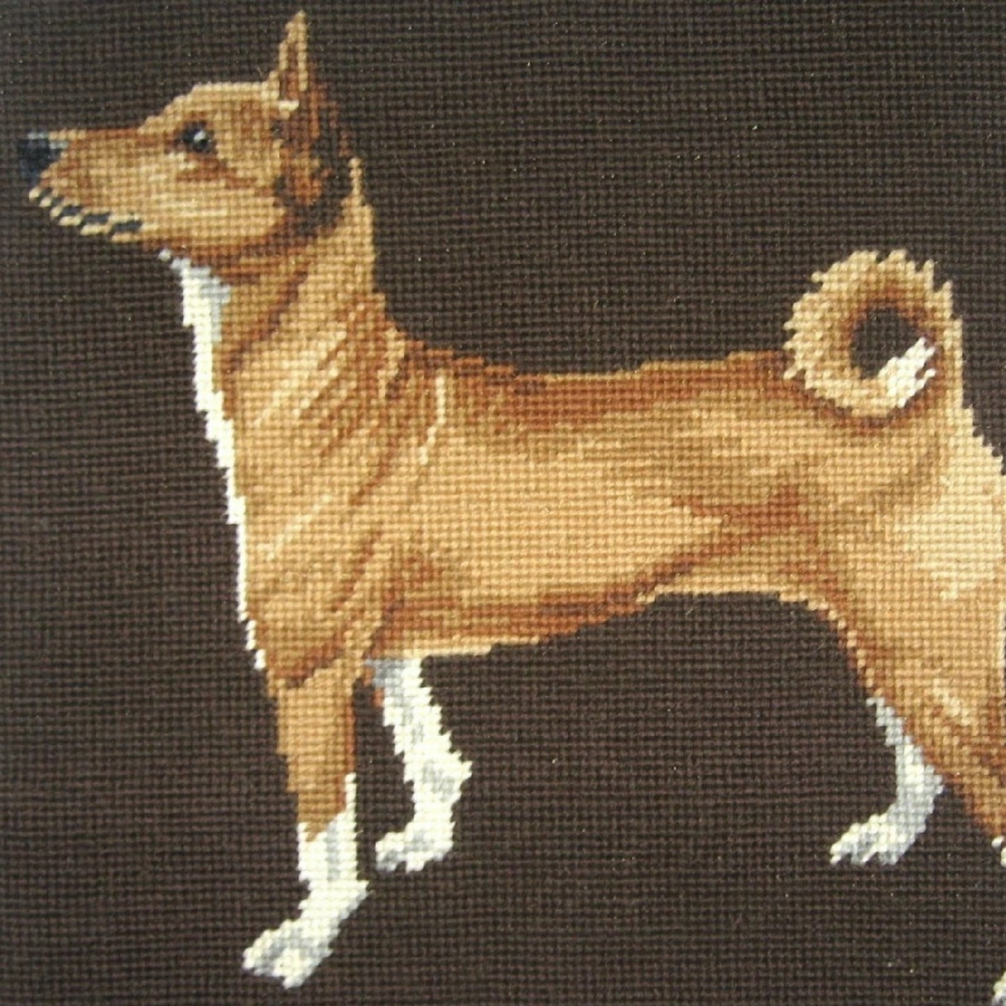 Handmade Wool Needlepoint Pillow Cover - Decorative Throw Cushion Cover - Vintage Floral Embroidery Design Janeness dog