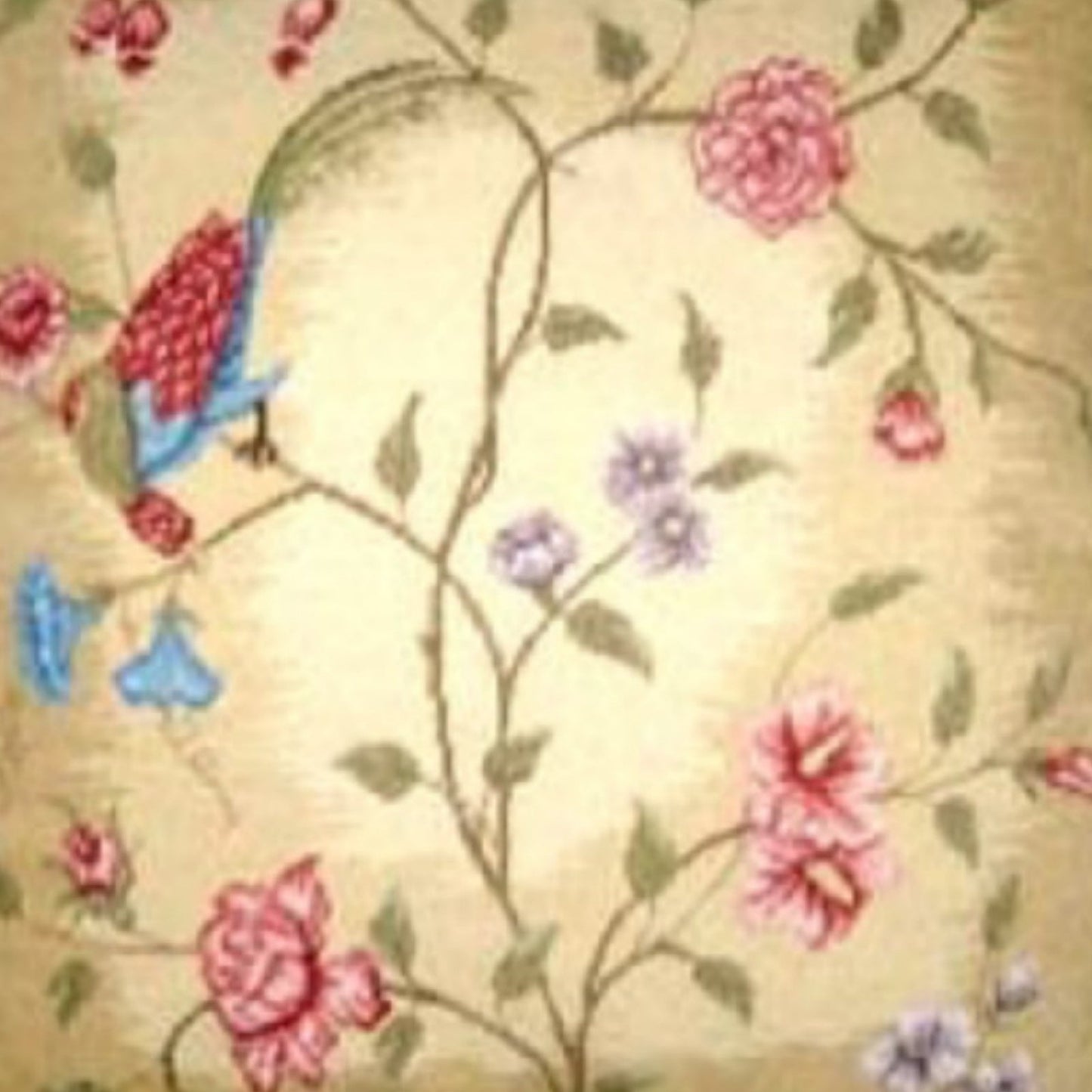 Handmade Wool Needlepoint Pillow Cover - Decorative Throw Cushion Cover - Vintage Floral Embroidery Design red/blue phoenix & plum in blossom with 3 color tassels 1
