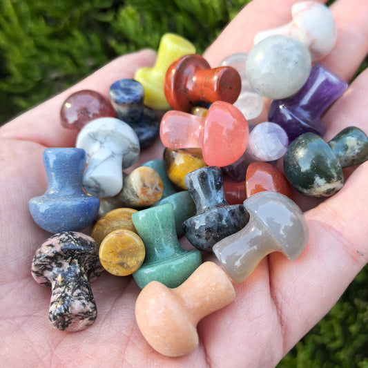 20 Pcs Mini Crystal Mushrooms - Healing Crystals for Mushroom Decor, Mushroom Figurines, Small Crystals, Mini Crystals, Mushroom Gifts