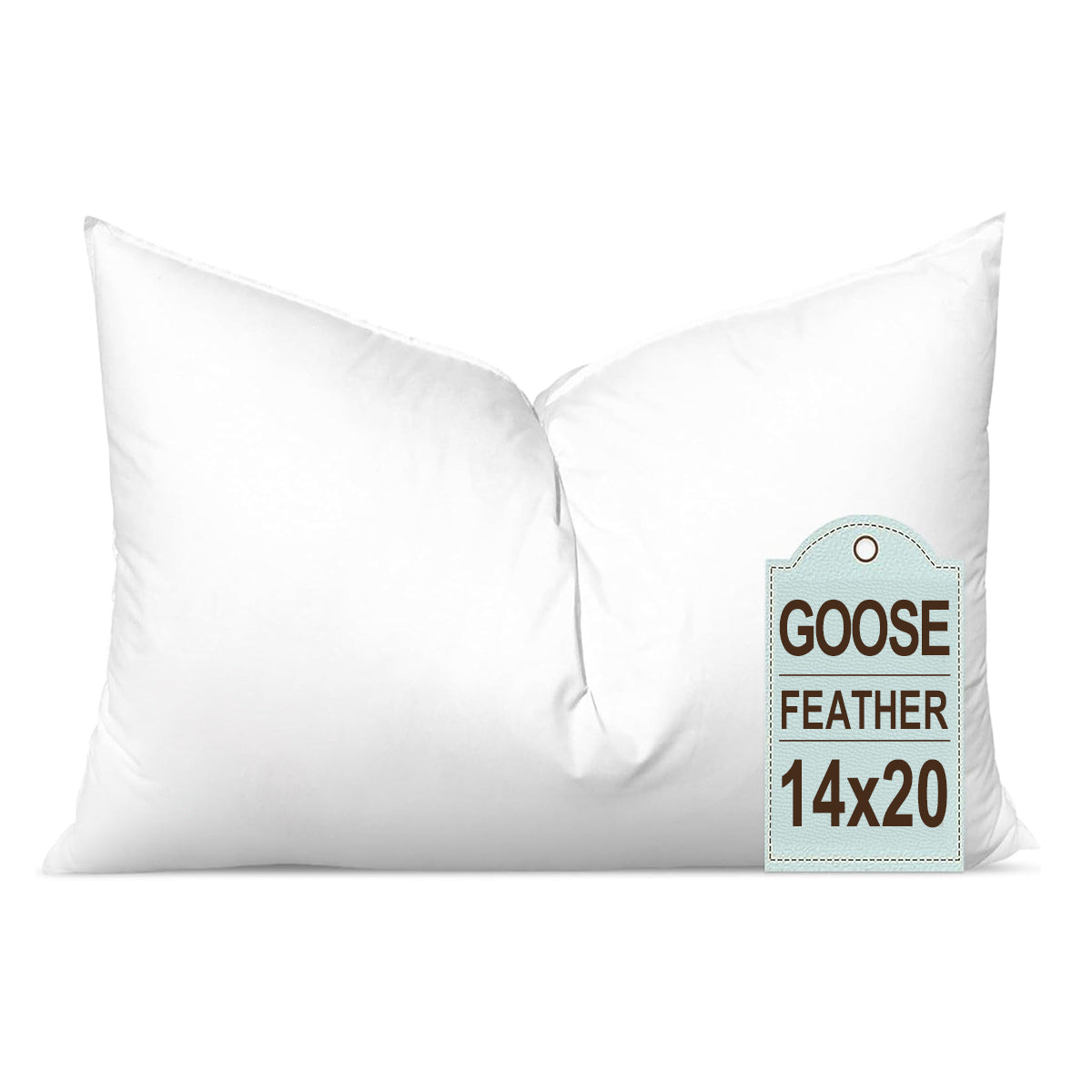 Goose Down & Feather Pillow Insert – 100% Cotton Cover – Multiple Sizes – Made in USA