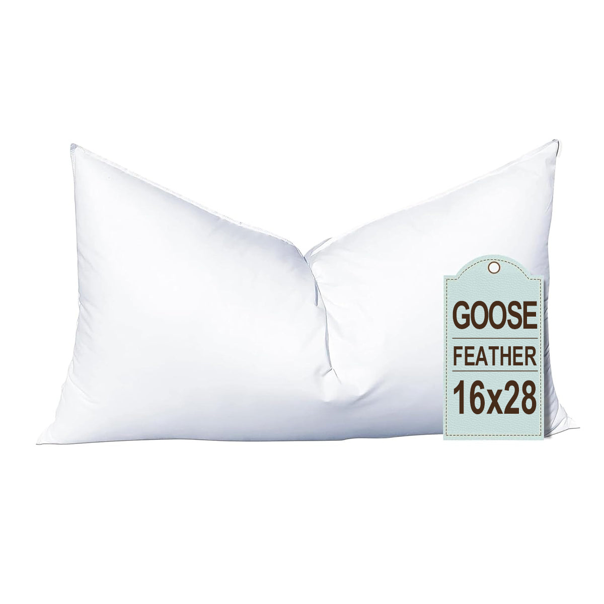Goose Down & Feather Pillow Insert – 100% Cotton Cover – Multiple Sizes – Made in USA