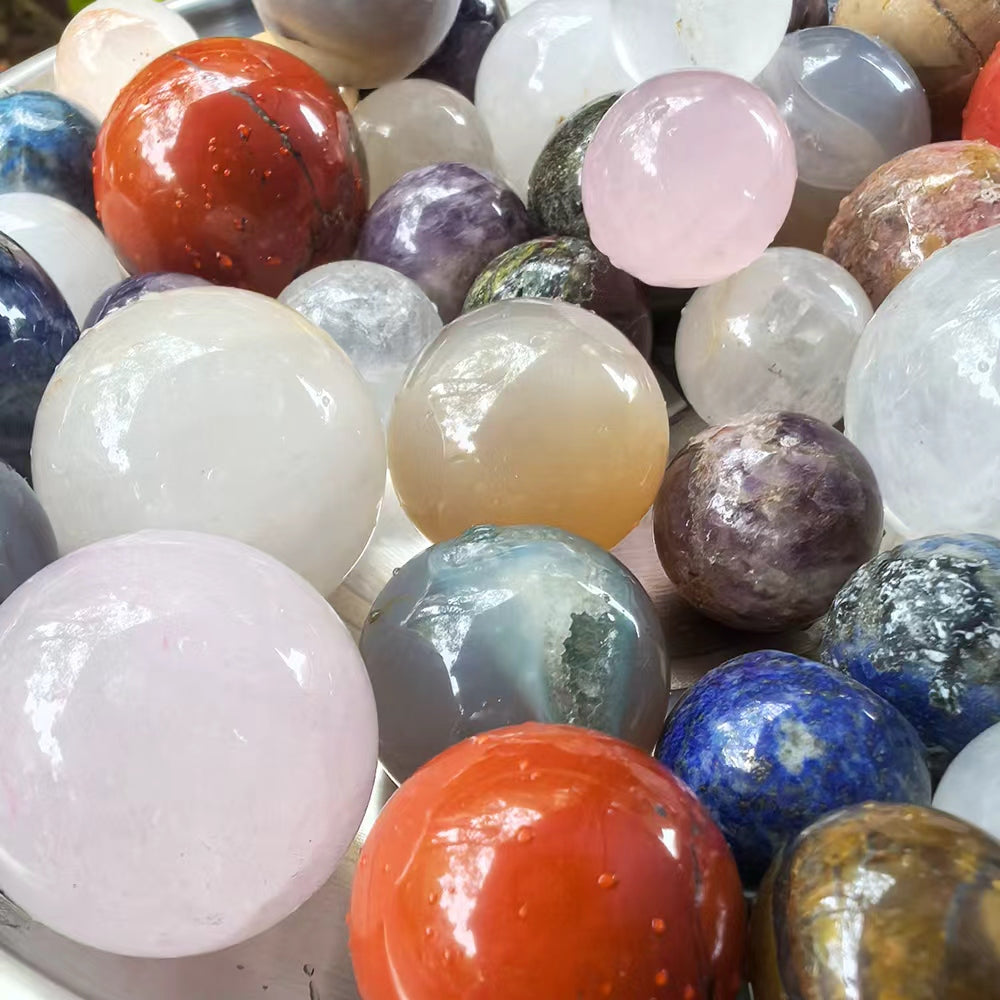 Mixed Crystal Mini Spheres: Healing Gemstone Balls for Grids, Decor, Gifts