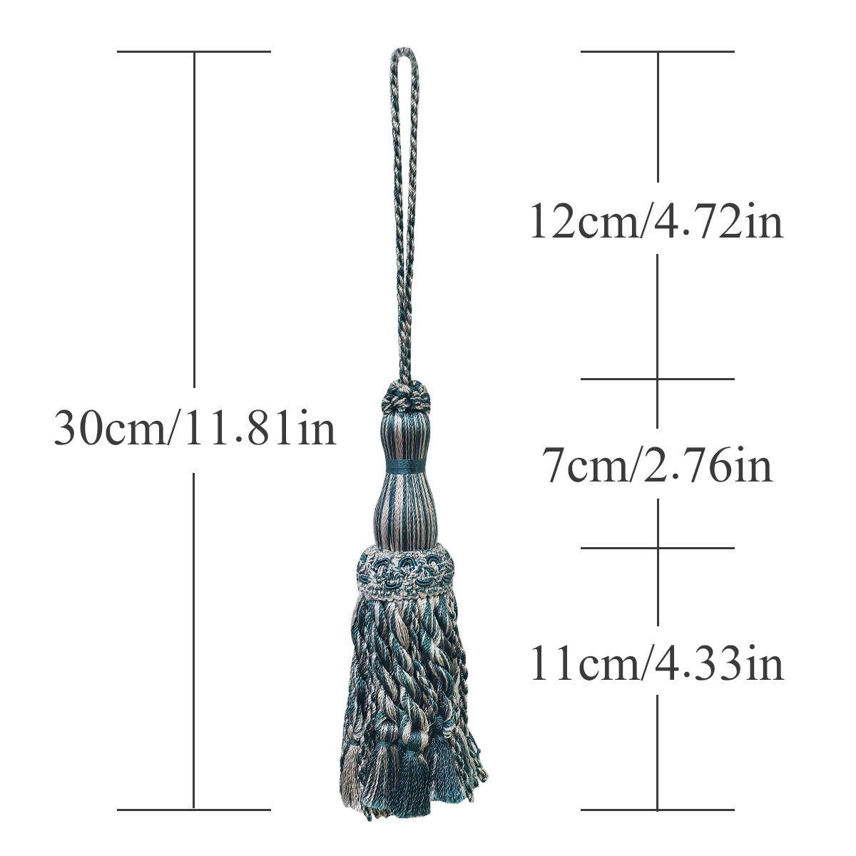 1 Pack Luxury Decorative Tassel with Loop, 11.8in Total Length – Double Layer Design, Ideal for Curtain Tiebacks, Home Décor, Keychains, and Craft Projects E1850