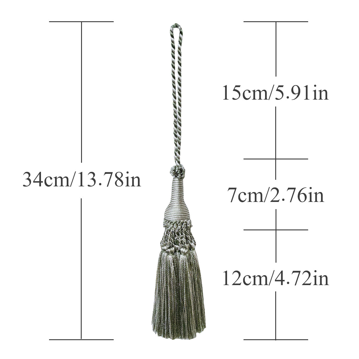 4 Pack Decorative Tassel with Hanging Loop, 14 in Total Length – Elegant Curtain Tieback, Door Handle Ornament, and Home Décor Accent E96147