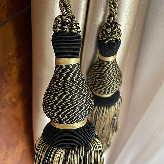 2 Pack Luxury Double Tassel Curtain Tieback, 30 in Total Length – Handcrafted Decorative Rope Holdback for Drapes and Home Interior Styling E2402