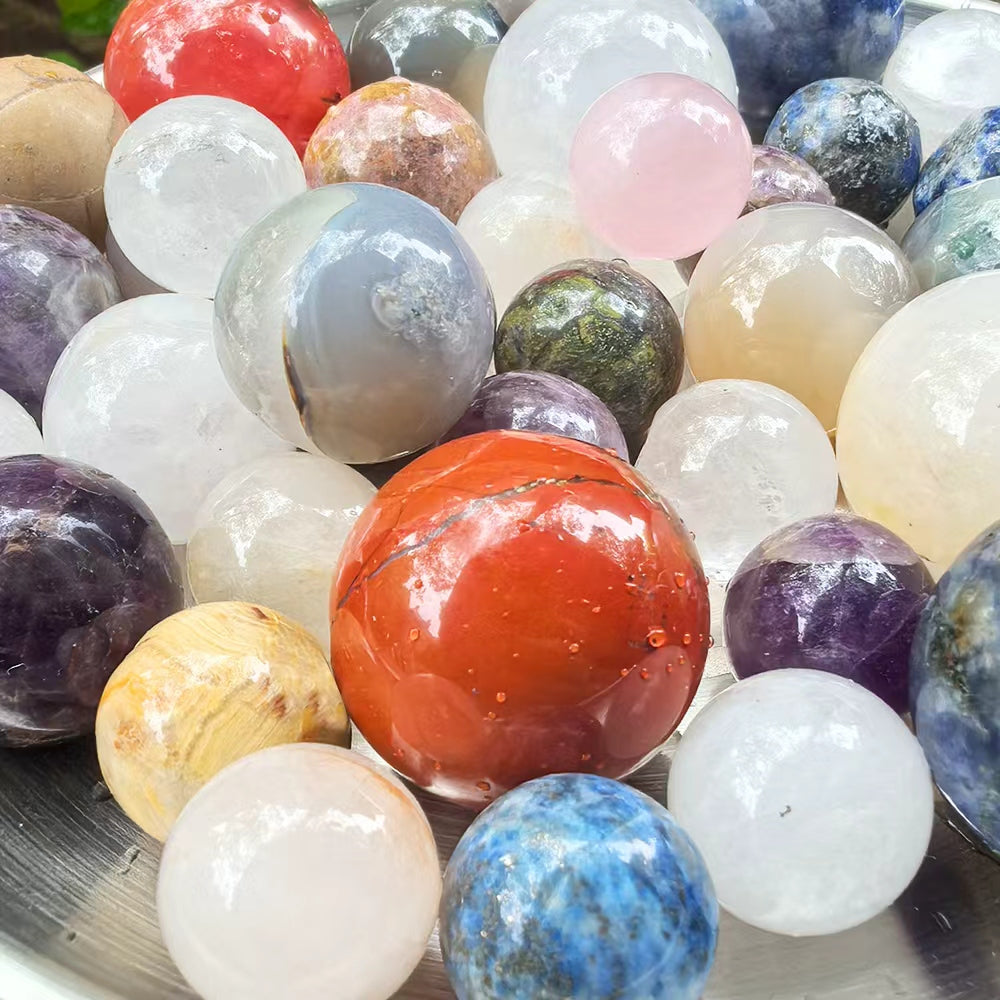 Mixed Crystal Mini Spheres: Healing Gemstone Balls for Grids, Decor, Gifts