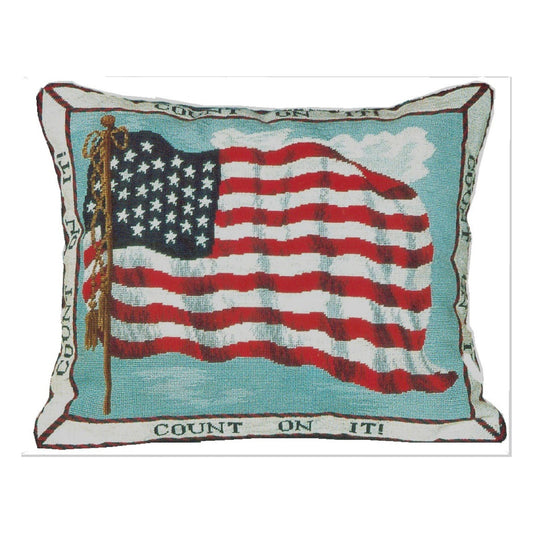 Handmade Wool Needlepoint Pillow Cover - Decorative Throw Cushion Cover - Vintage Floral Embroidery Design  USA flag withCount On It