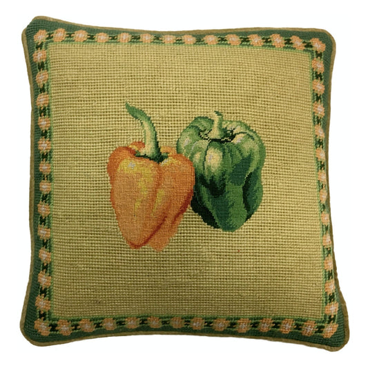 Handmade Wool Needlepoint Pillow Cover - Decorative Throw Cushion Cover - Vintage Floral Embroidery Design  background 3 color tassel 1