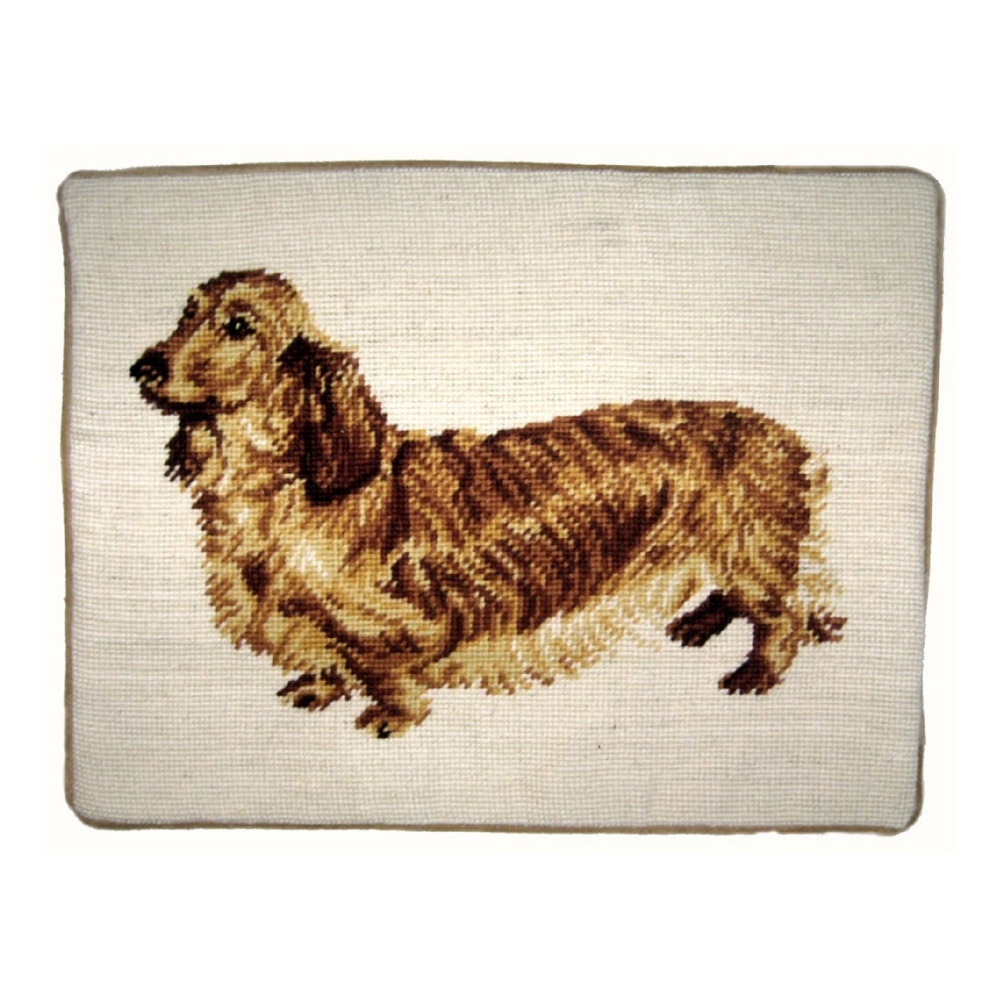 Handmade Wool Needlepoint Pillow Cover - Decorative Throw Cushion Cover - Vintage Floral Embroidery Design brown Sussex spaniel
