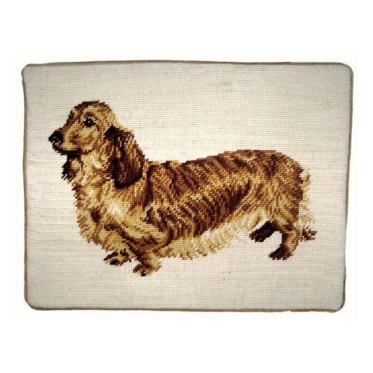 Handmade Wool Needlepoint Pillow Cover - Decorative Throw Cushion Cover - Vintage Floral Embroidery Design brown Sussex spaniel