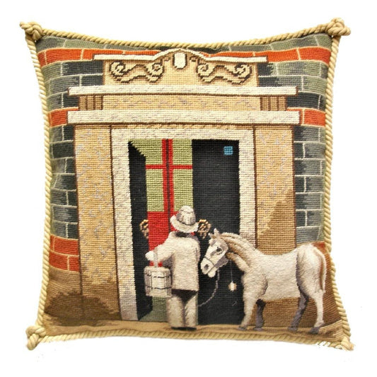 Handmade Wool Needlepoint Pillow Cover - Decorative Throw Cushion Cover - Vintage Floral Embroidery Design  Shanghai ShikuMen with cording III