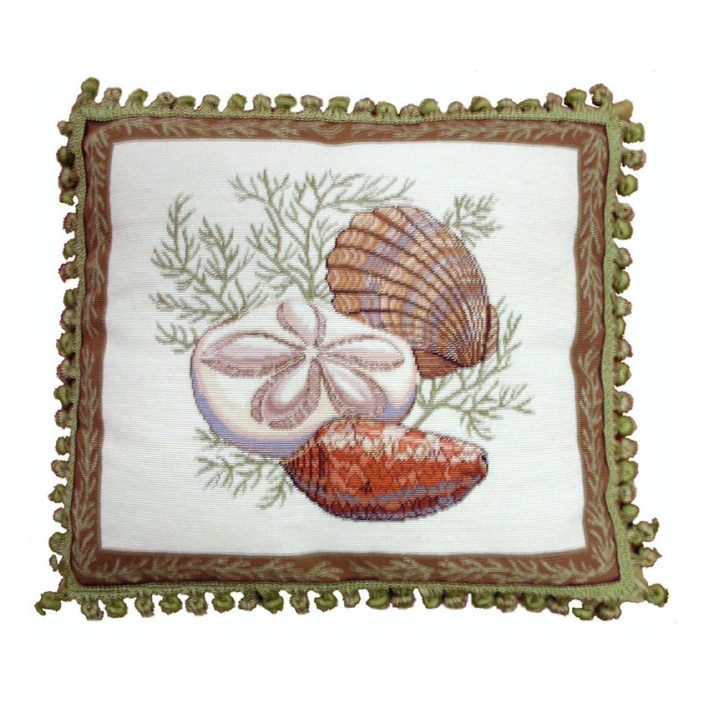Handmade Wool Needlepoint Pillow Cover - Decorative Throw Cushion Cover - Vintage Floral Embroidery Design  Wendy Russells shell -4 with tassel