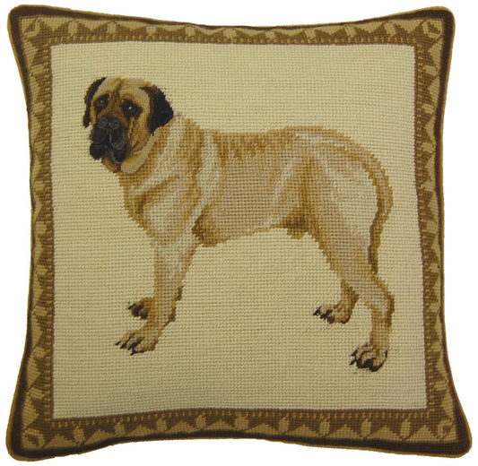 Needlepoint Hand-Embroidered Wool Throw Pillow Exquisite Home Designs St Burnard head rest grosspoint