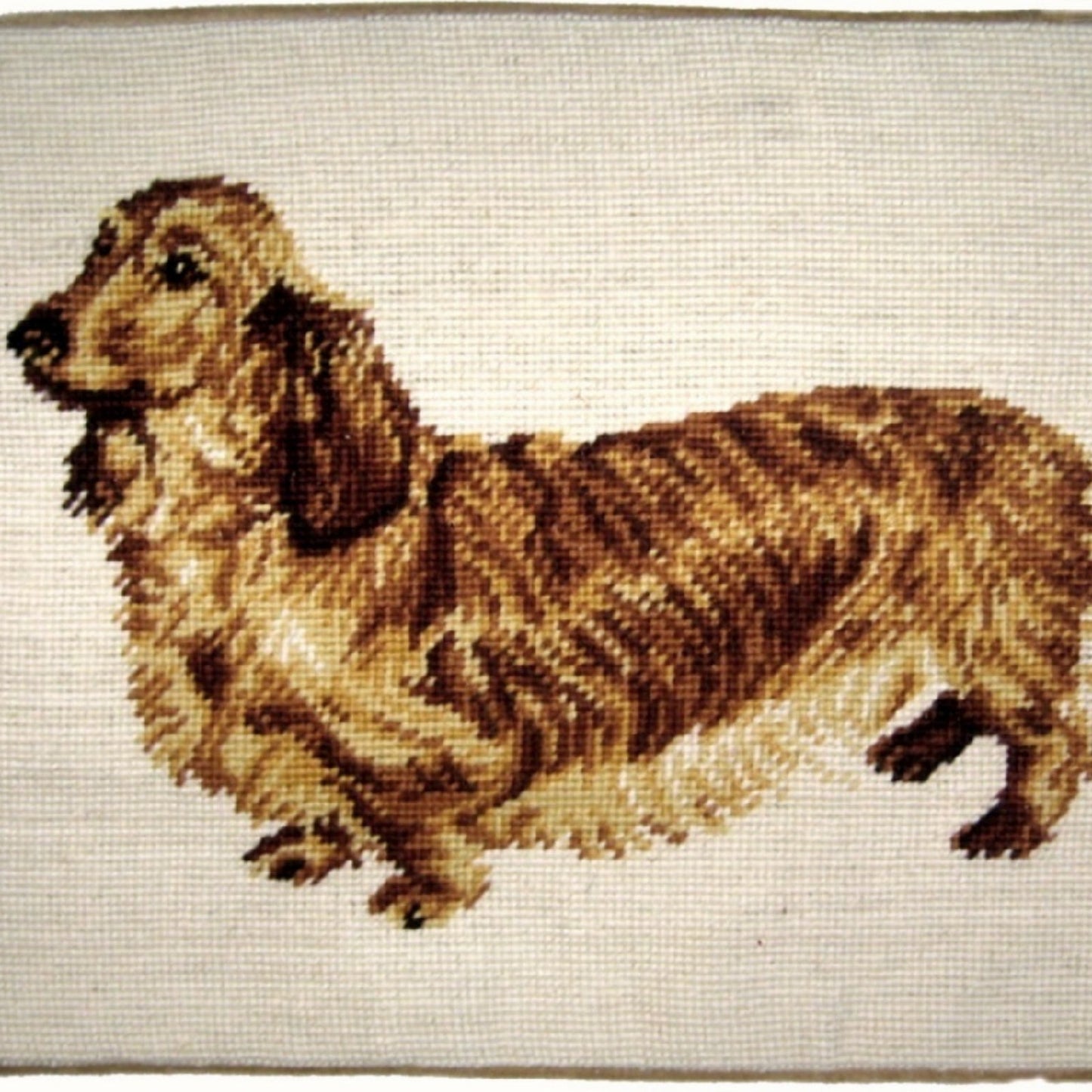Handmade Wool Needlepoint Pillow Cover - Decorative Throw Cushion Cover - Vintage Floral Embroidery Design brown Sussex spaniel