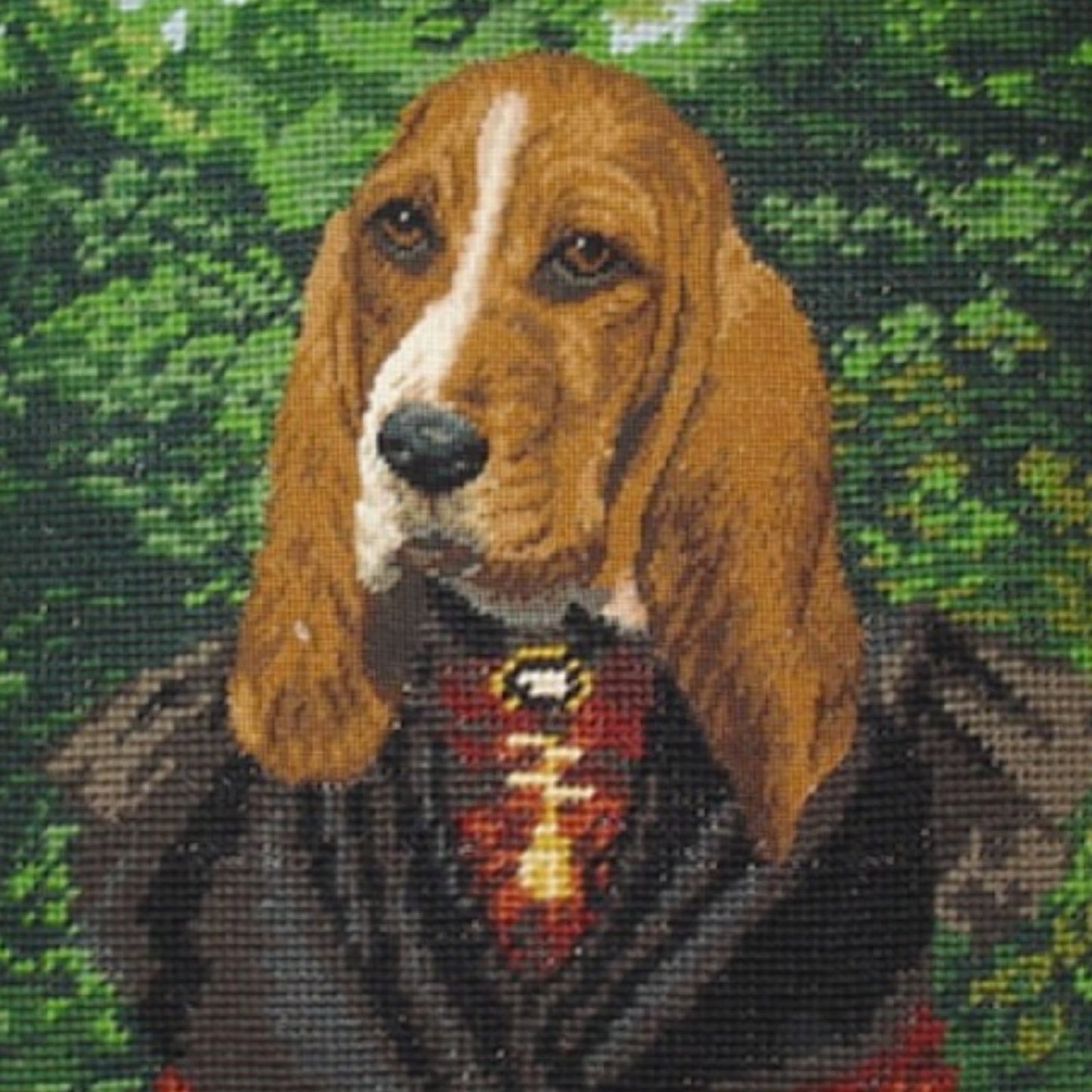 Handmade Wool Needlepoint Pillow Cover - Decorative Throw Cushion Cover - Vintage Floral Embroidery Design Mr Dog