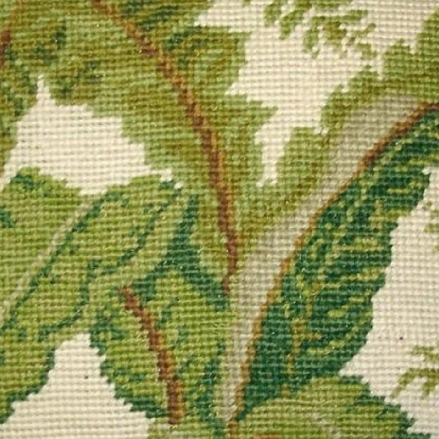 Handmade Wool Needlepoint Pillow Cover - Decorative Throw Cushion Cover - Vintage Floral Embroidery Design larger leaves