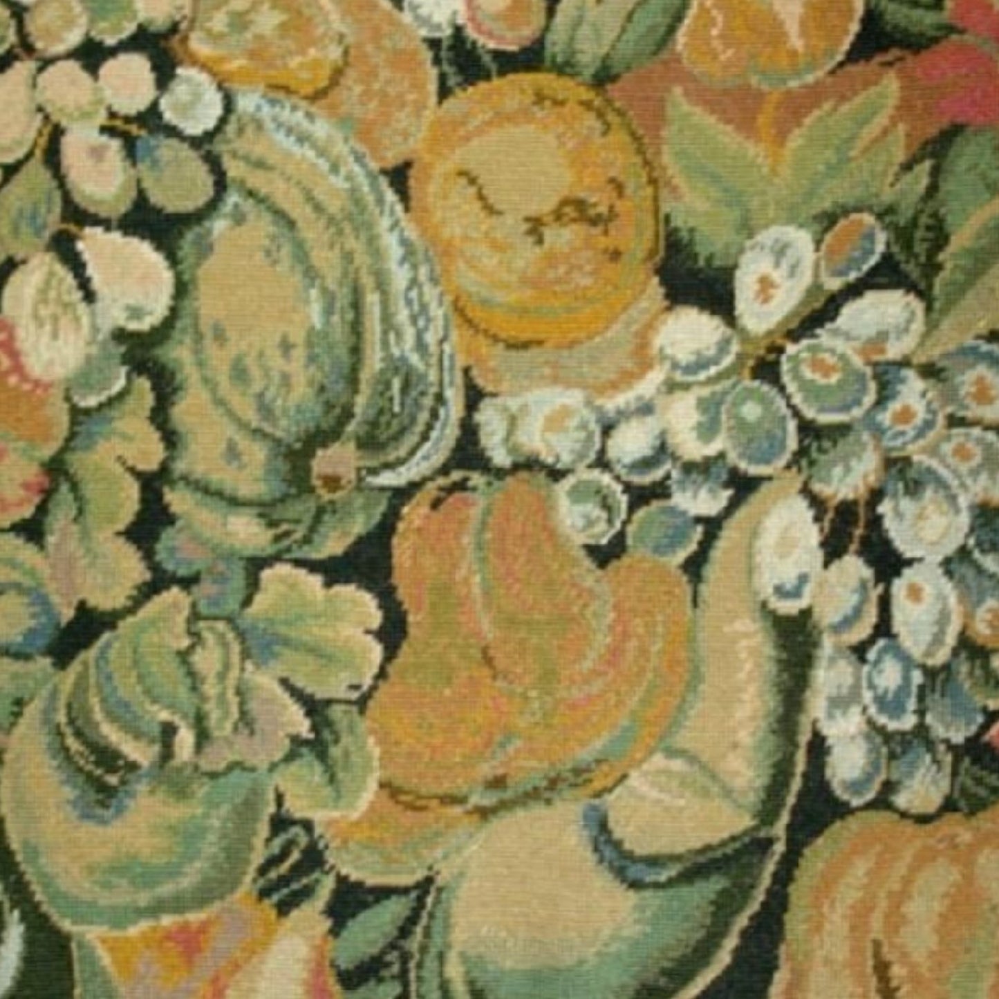 Handmade Wool Needlepoint Pillow Cover - Decorative Throw Cushion Cover - Vintage Floral Embroidery Design  old world fruites with tassels