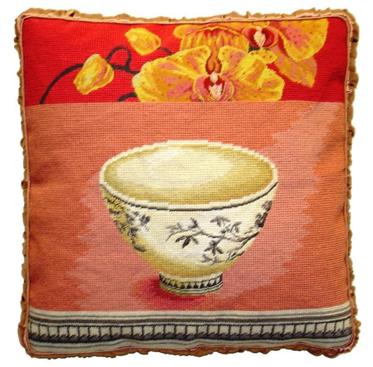 Needlepoint Hand-Embroidered Wool Throw Pillow Exquisite Home Designs  Kathryn White Design N