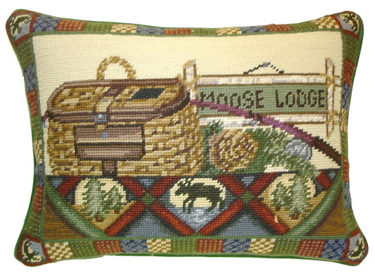 Needlepoint Hand-Embroidered Wool Throw Pillow Exquisite Home Designs Laurie Kosgaden designMoose Lodge