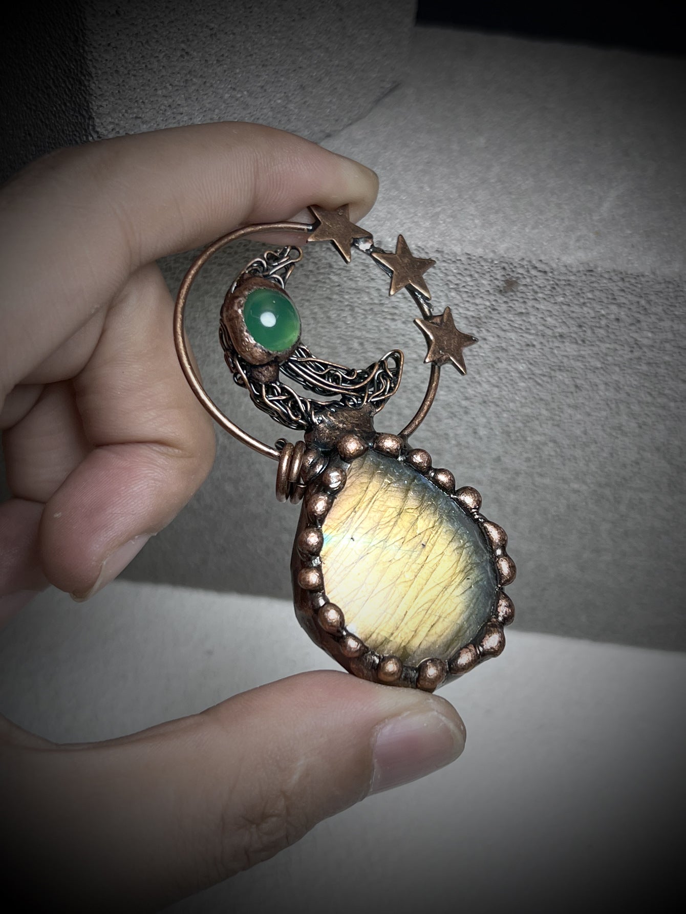 Natural Labradorite Moon Pendant Shape Random