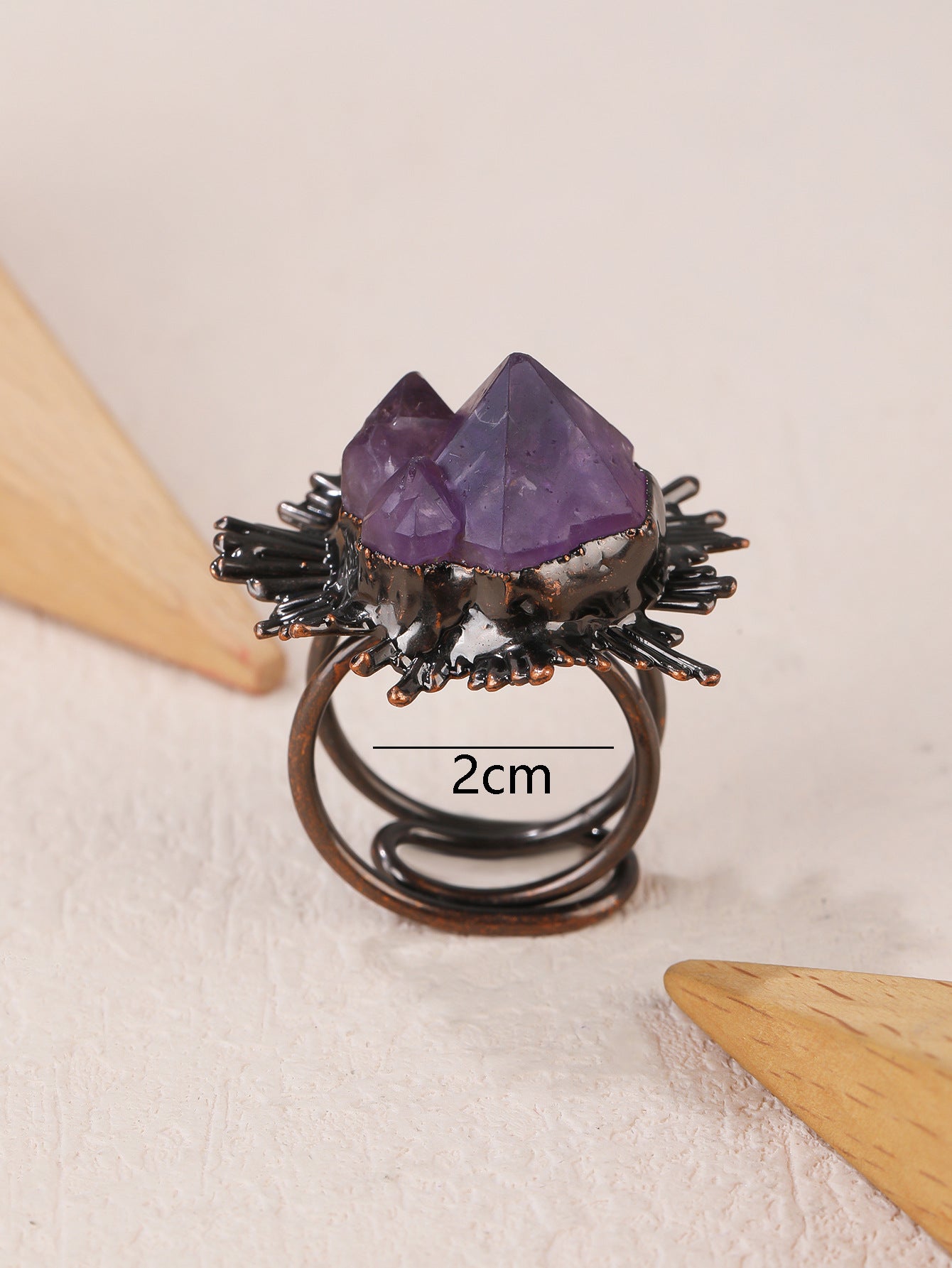 Natural Amethyst Bud Mauve Jade Flower Opening Bronze Electroplating Adjustable Personality Ring