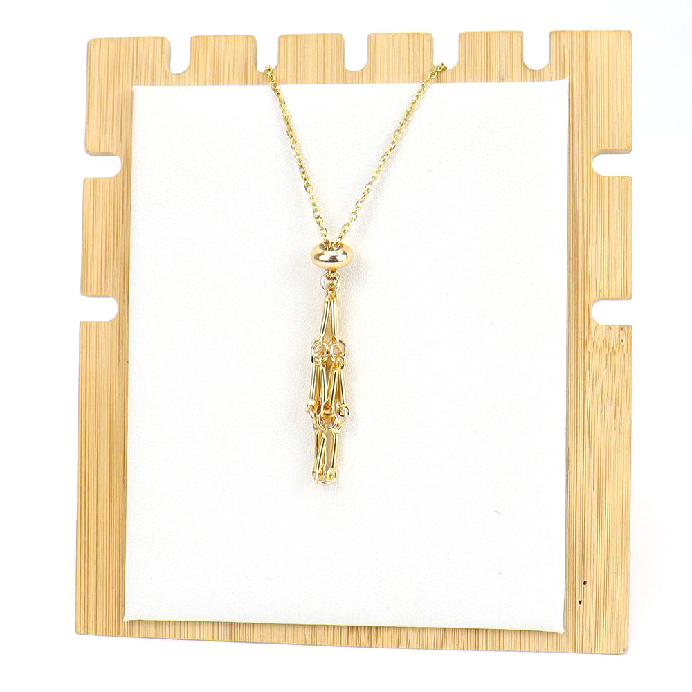 DIY adjustable stainless steel metal bamboo mesh pocket necklace woven pendant N699