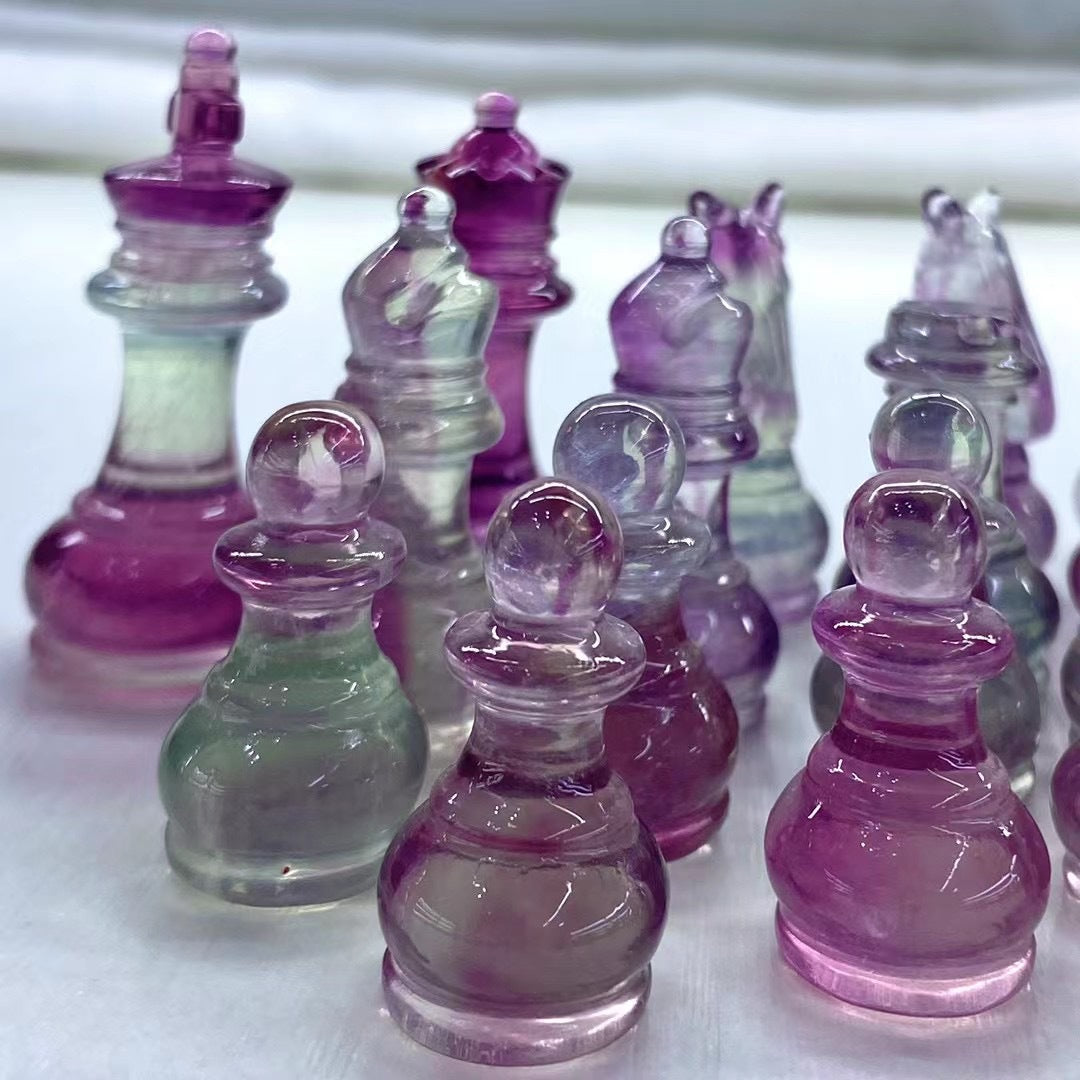 Natural Crystal Fluorite Chess SET Crystal Ornaments