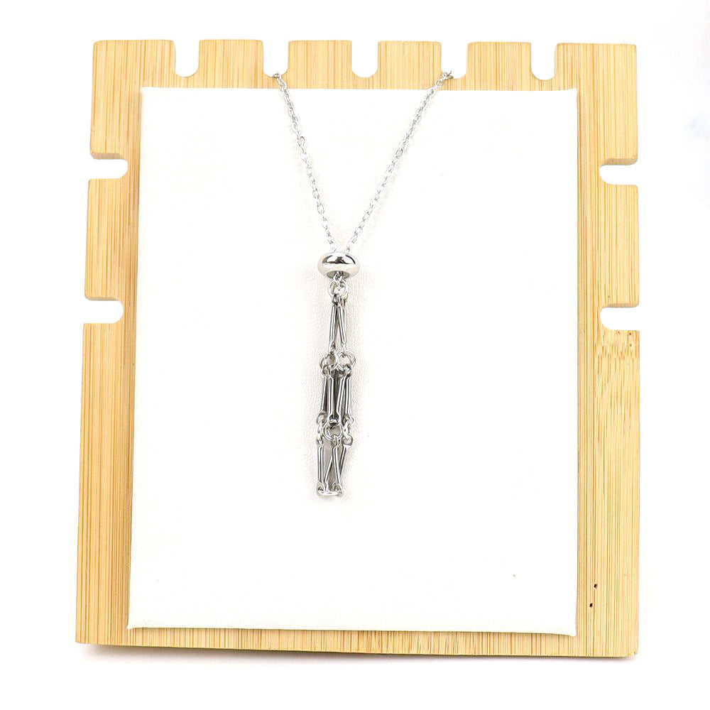 DIY adjustable stainless steel metal bamboo mesh pocket necklace woven pendant N699